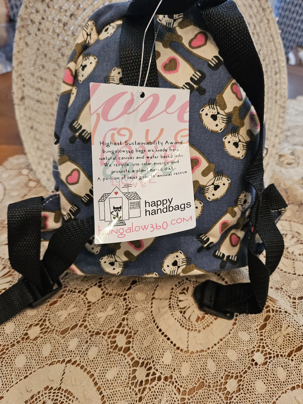 NWT Bungalow 360 Kids Blue Seal Print Mini Backpack Peace